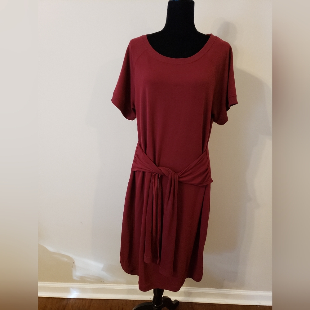 Ashley Stewart Rich Wine Midi Dress